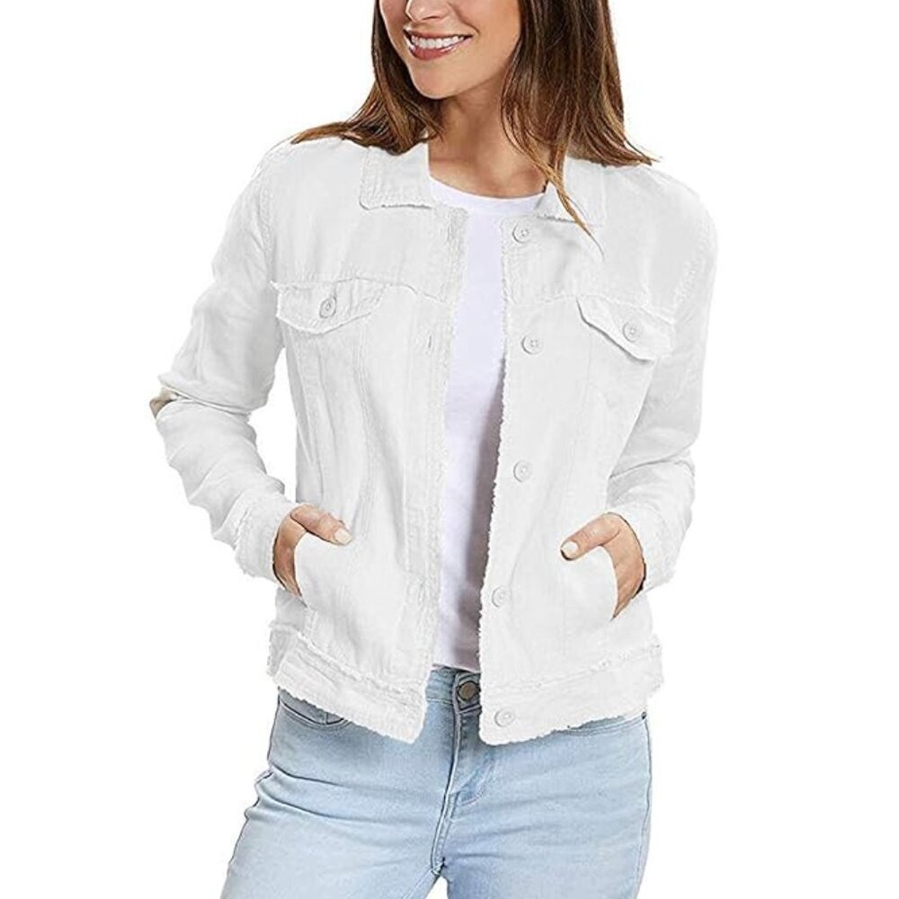 Nicole Miller Women's 100% Linen Pocket Denim Jacket - XXL